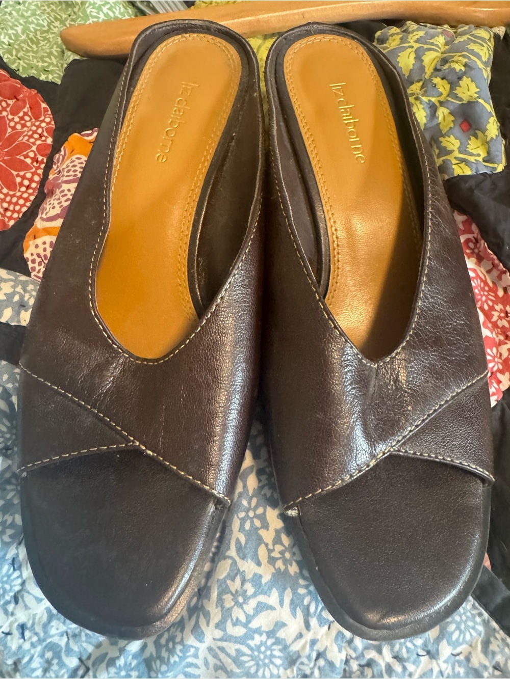 Liz Claiborne Brown Leather Slip-On Heels